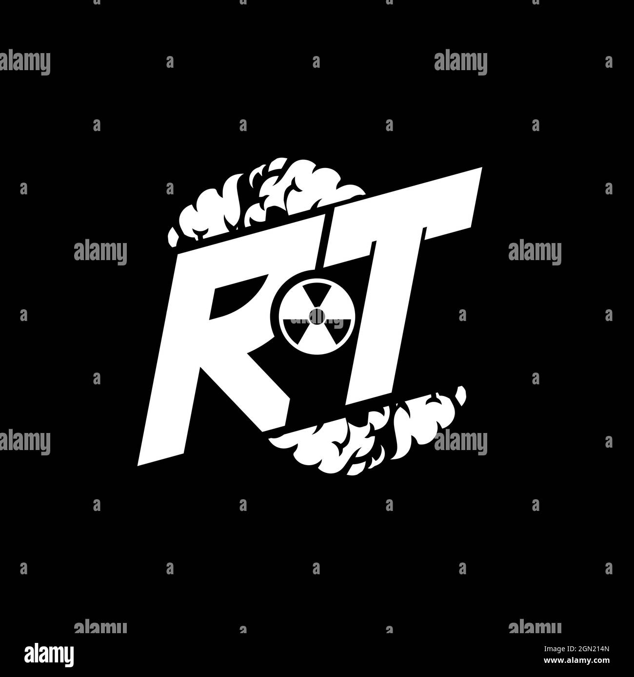 RT initial eSport monogramme avec vecteur de modèle de forme et de style de fumée Illustration de Vecteur