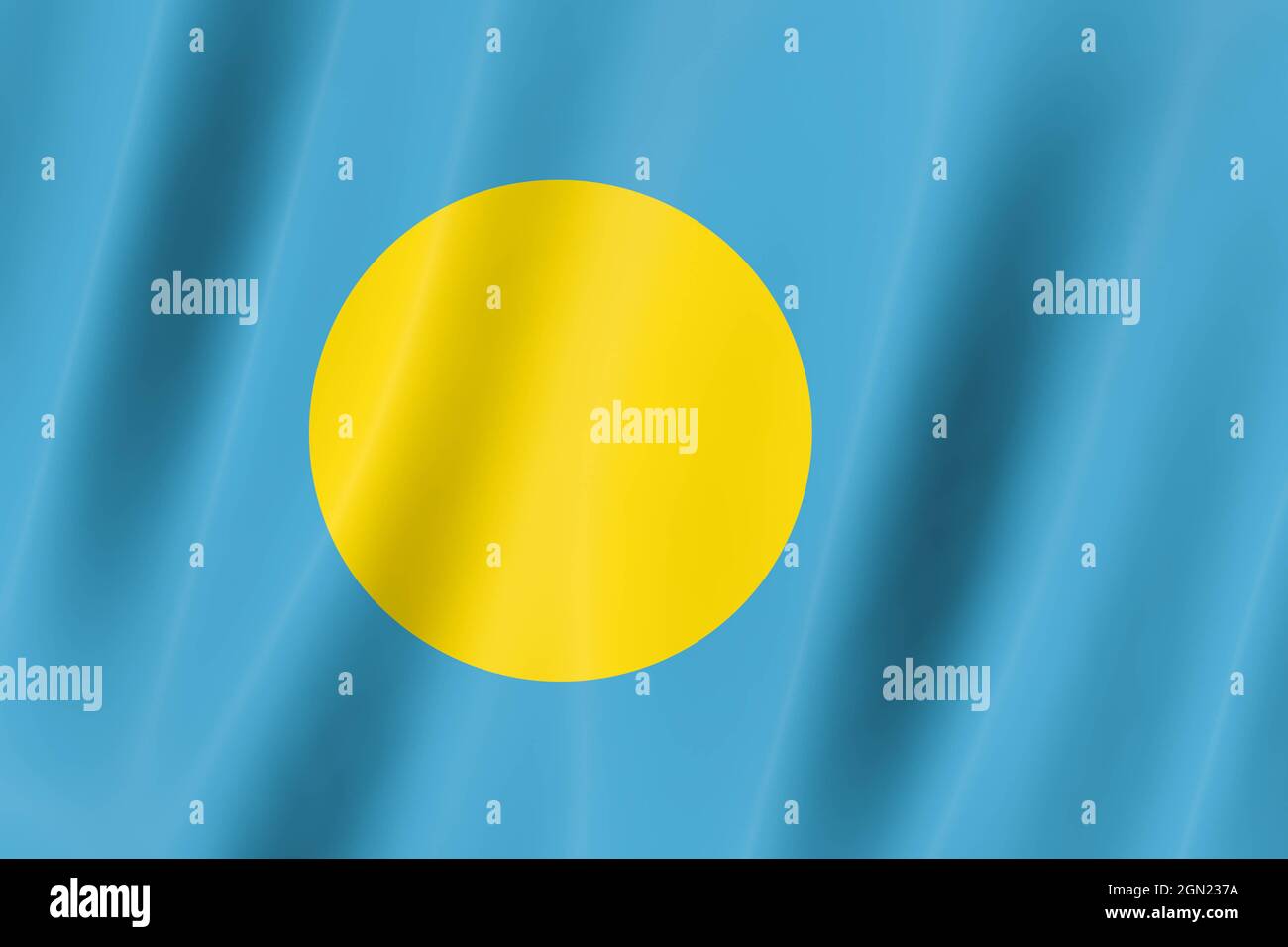 Drapeau Palau de l'illustration panoramique soie-3D Banque D'Images