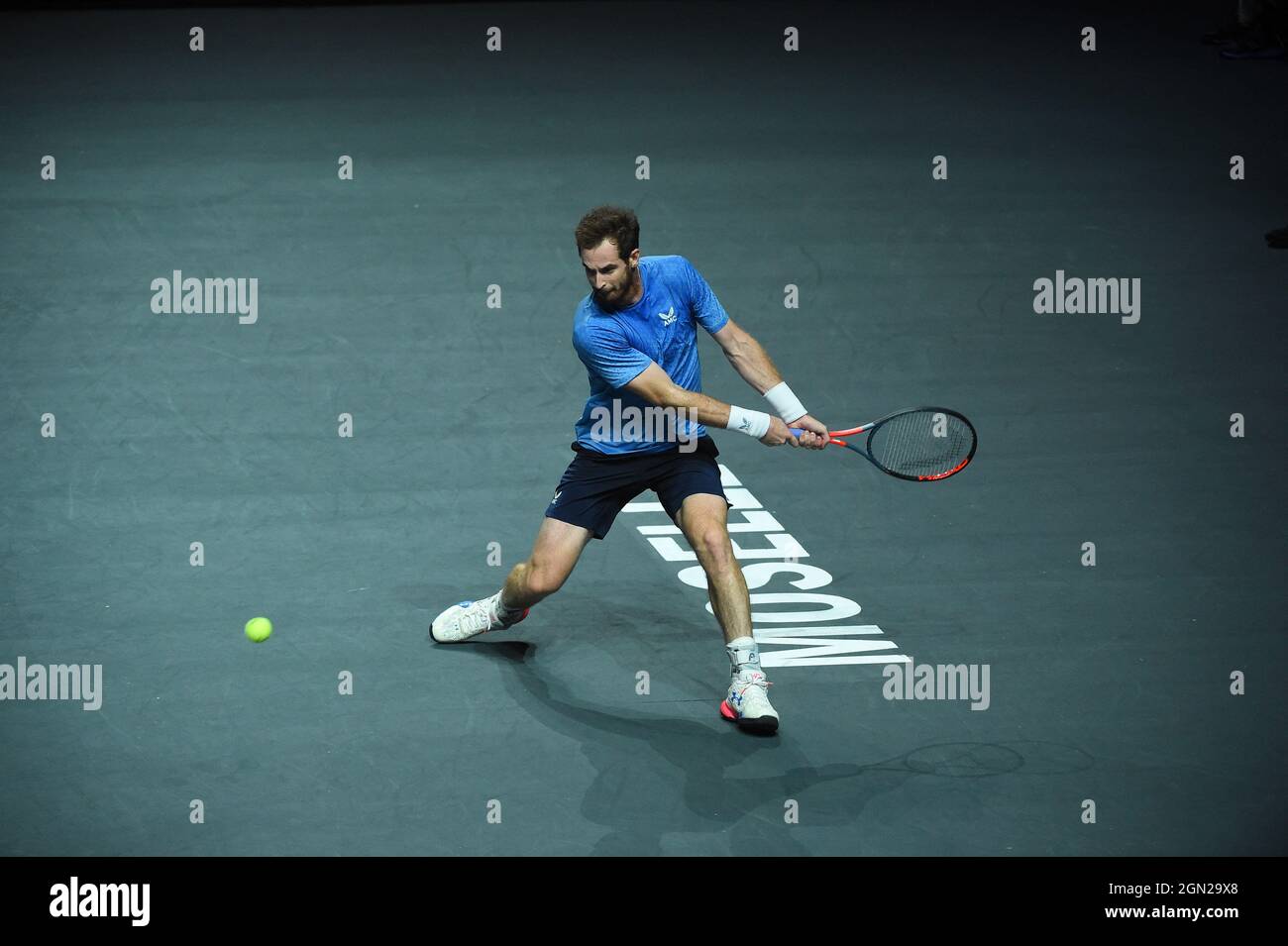 Metz, France, 21 septembre 2021. Andy Murray (GBR) lors de son premier match à l'Open de Moselle aux Arenas de Metz, Metz, FRANCE, le 21 septembre 2021. Photo de Corinne Dubreuil/ABACAPRESS.COM Banque D'Images