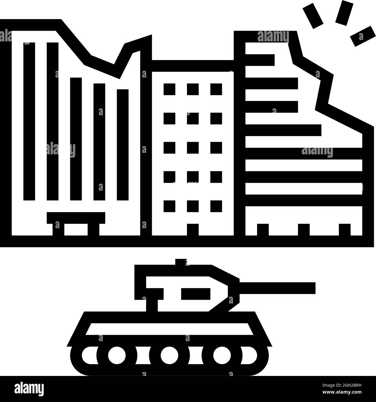 illustration vectorielle de l'icône de ligne de destruction de guerre Illustration de Vecteur