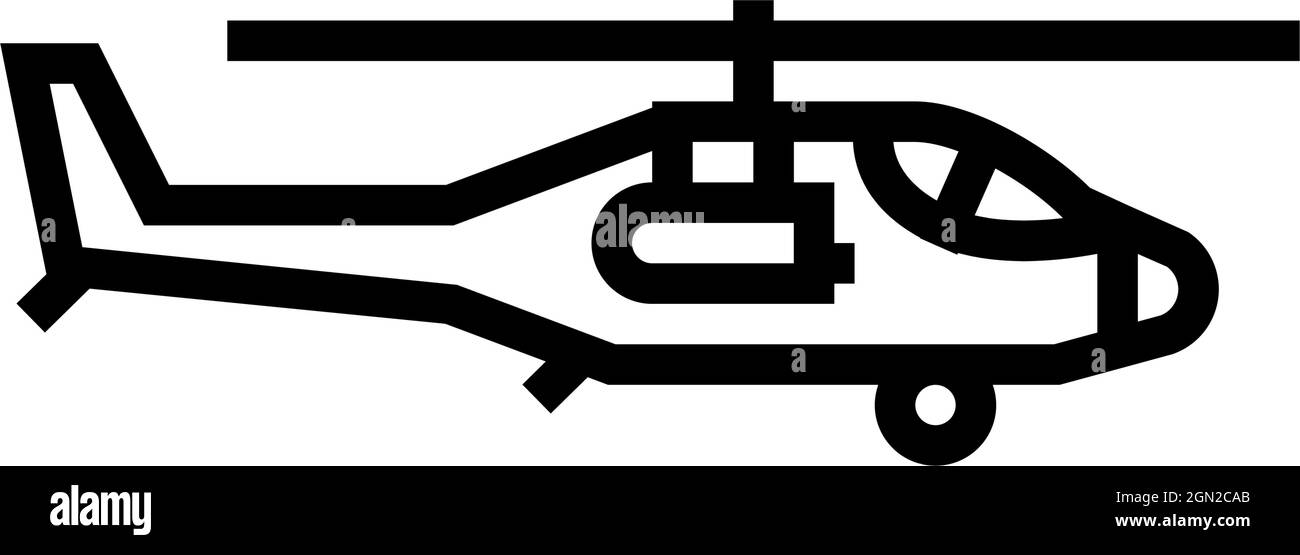 illustration vectorielle de l'icône de la ligne de machine militaire aérienne de l'hélicoptère Illustration de Vecteur