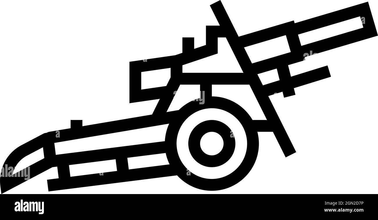 illustration vectorielle d'icône de ligne d'arme de guerre d'artillerie Illustration de Vecteur