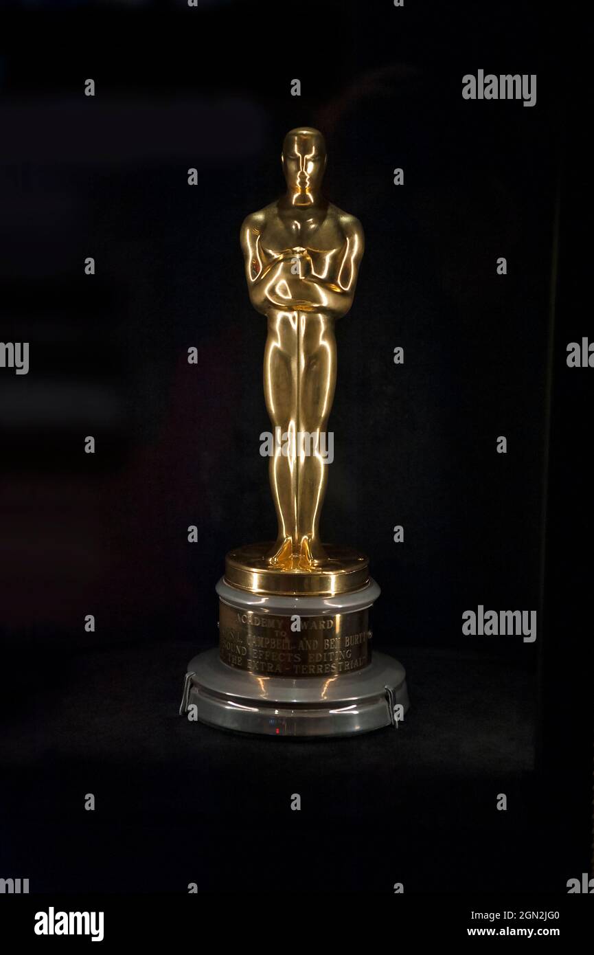 Trophée Oscar exposé à l'Academy Museum of Motion Pictures, Los Angeles, Californie Banque D'Images