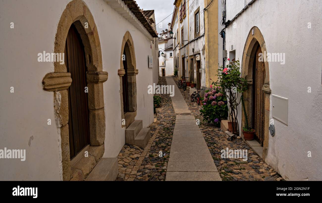 Ancienne synagogue, quartier juif, rues de Castelo de vide, Alto Alentejo, Portugal. Banque D'Images