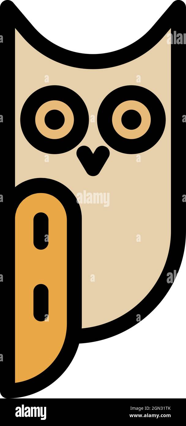 Icône de vue latérale de hibou à longues oreilles. Contour hibou à longues oreilles vue latérale vecteur icône couleur plat isolé Illustration de Vecteur