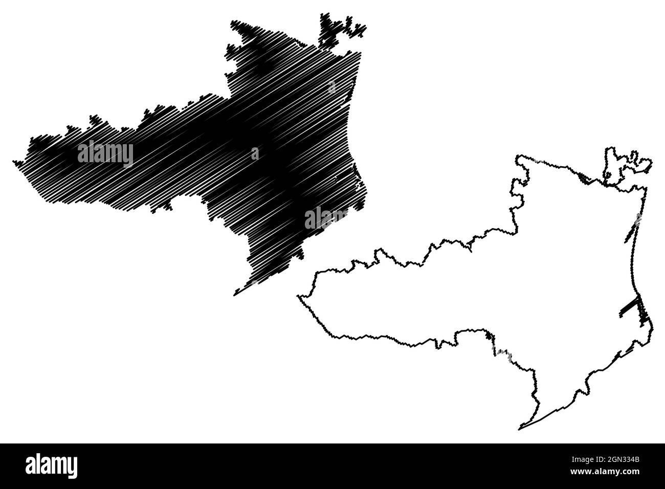 Carte du district de Cuddalore (État du Tamil Nadu, République de l