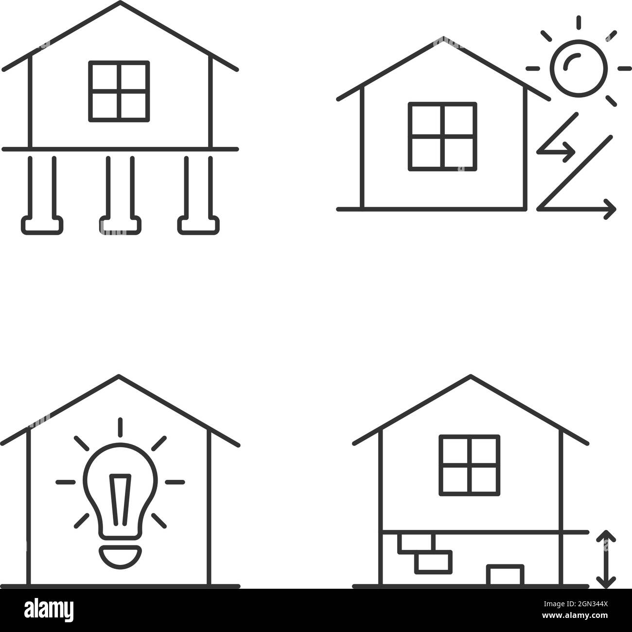 Ensemble d'icônes linéaires pour bâtiments résidentiels Illustration de Vecteur