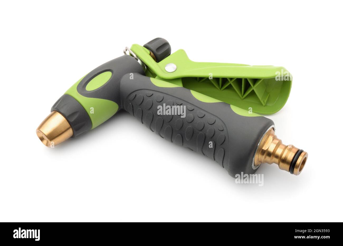 Pistolet à eau de jardin isolé sur blanc Banque D'Images