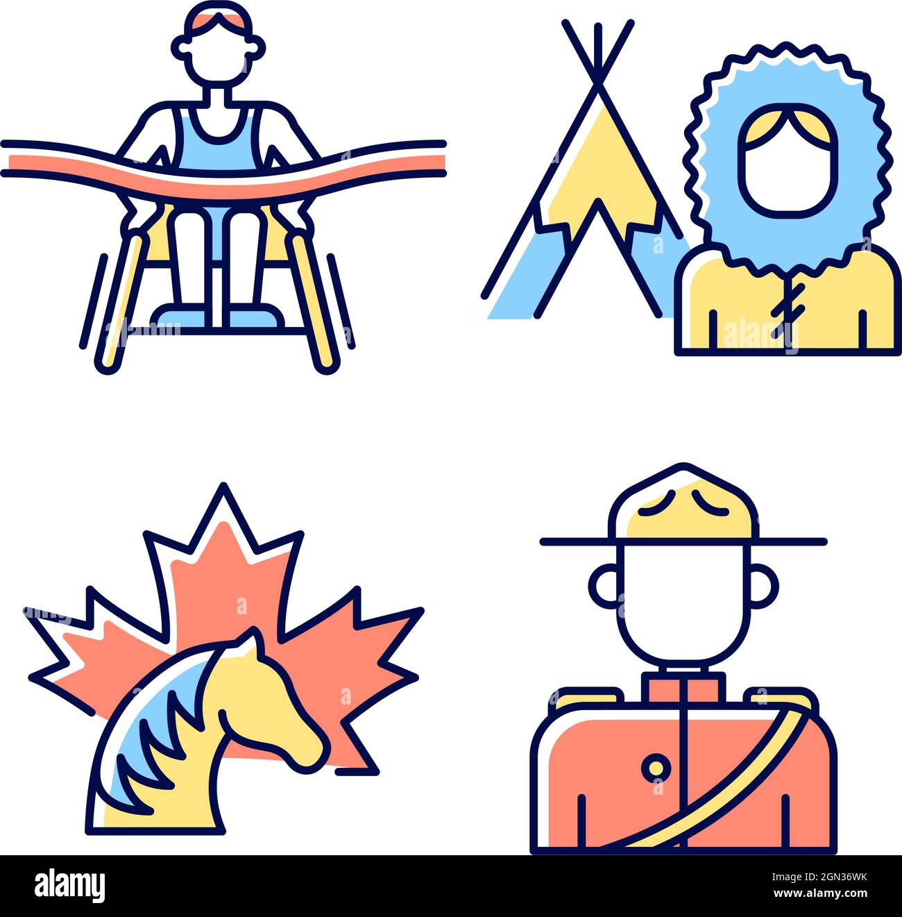 Jeu d'icônes de couleur RVB People of Canada Illustration de Vecteur