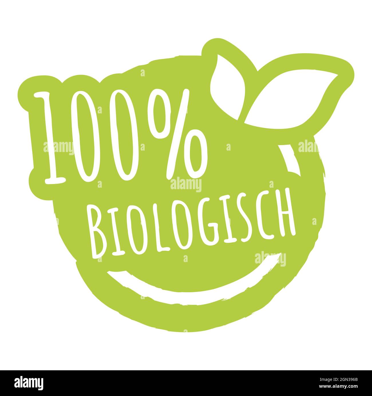 fichier vectoriel eps timbre rond vert moderne avec feuilles, texte blanc 100% biologique (allemand) Illustration de Vecteur
