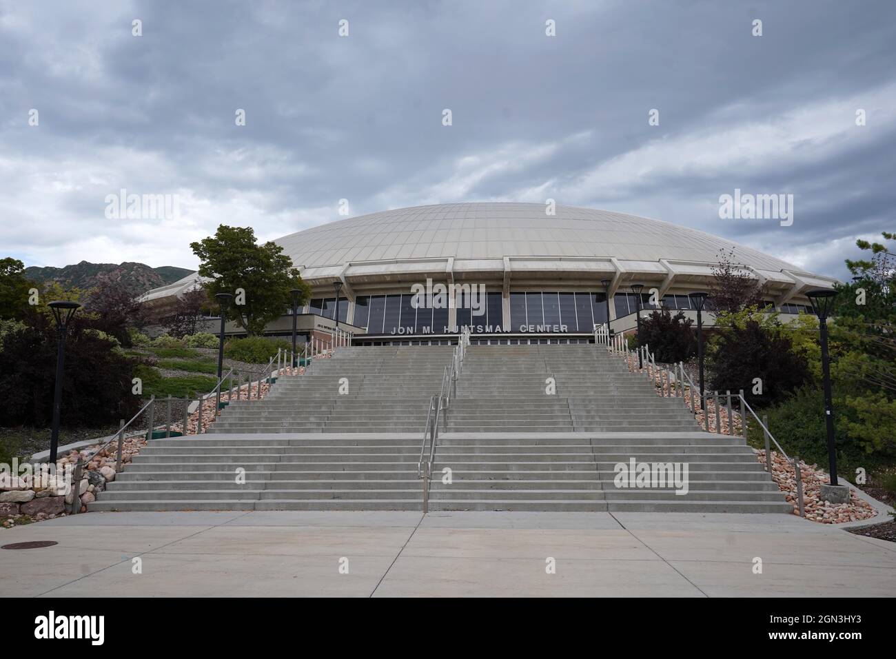 Vue générale du Centre Jon M. Huntsman sur le campus de l'Université de l'Utah, le samedi 18 septembre 2021, à Salt Lake City. L'arène accueille les équipes de basket-ball et de gymnastique des Utah Utes pour hommes et pour femmes. Photo via Newscom Banque D'Images