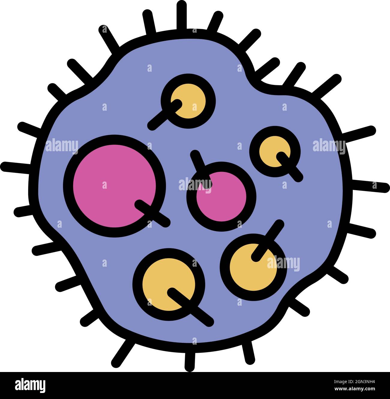 Spores à l'intérieur de l'icône des bactéries. Les spores à l'intérieur de l'icône de vecteur de bactéries sont de couleur plate isolée Illustration de Vecteur