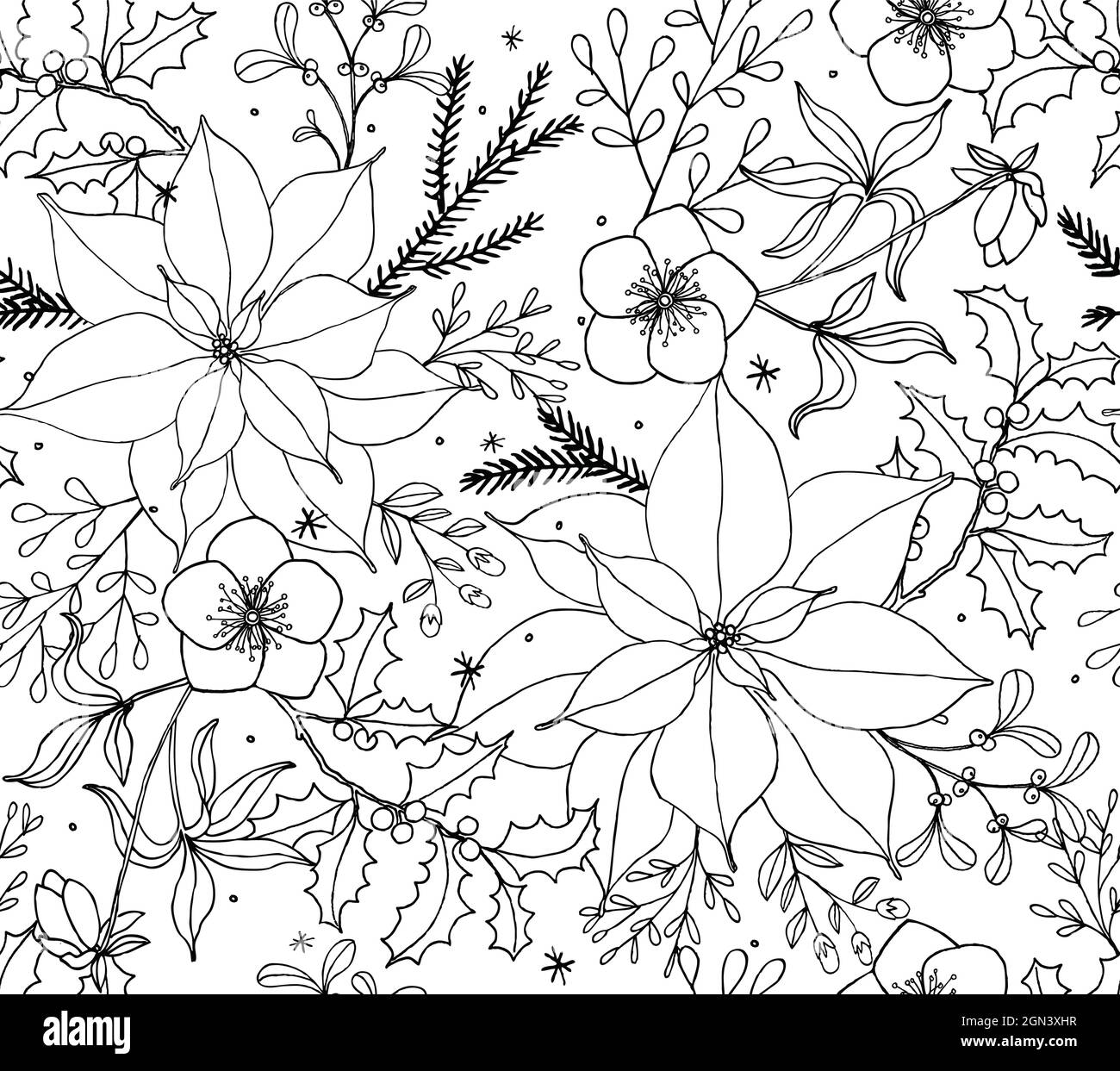 Motif fleuri de Noël sans coutures Vector Art Illustration de Vecteur