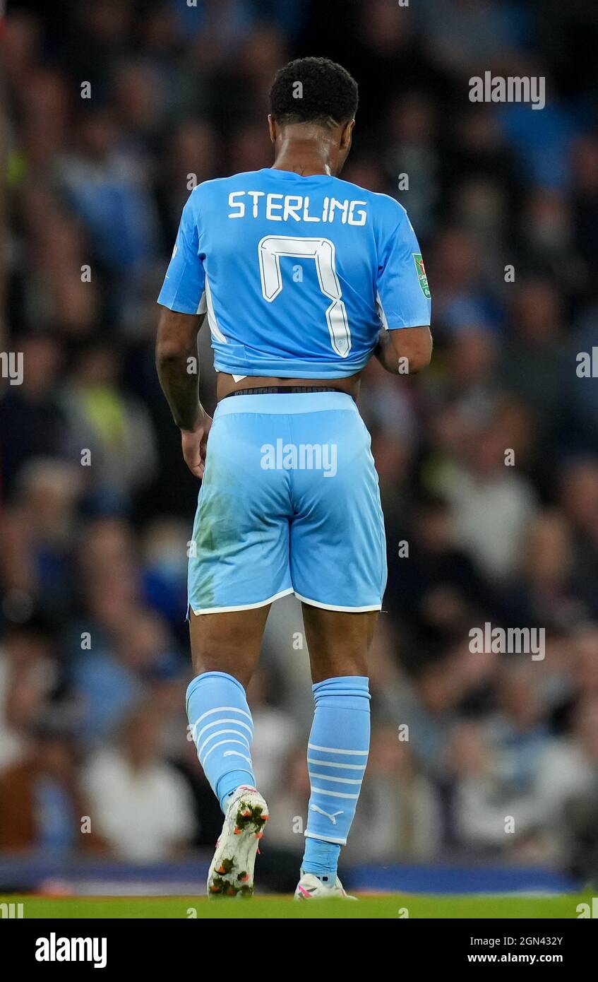 Manchester, Royaume-Uni. 21 septembre 2021. Raheem Sterling de Man City pendant le match de la Carabao Cup entre Manchester City et Wycombe Wanderers au Etihad Stadium, Manchester, Angleterre, le 21 septembre 2021. Photo d'Andy Rowland. Crédit : Prime Media Images/Alamy Live News Banque D'Images