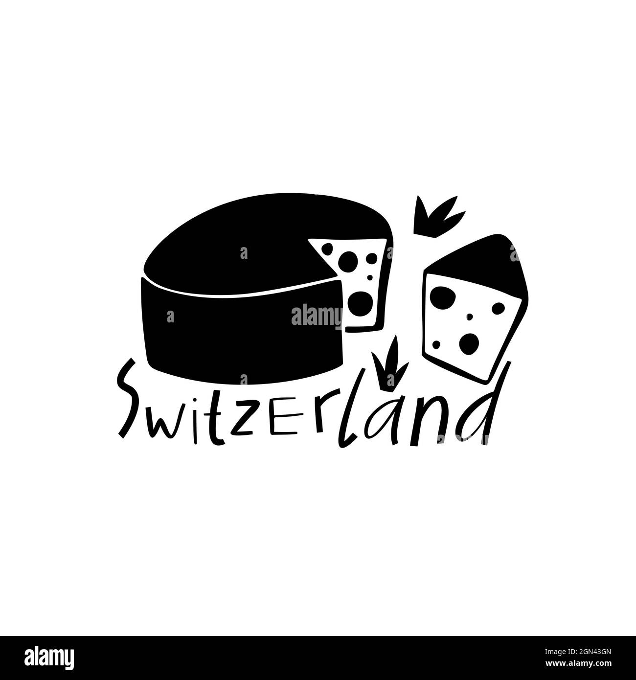 Symboles vectoriels dessinés à la main de la Suisse. Illustration de voyage. Logo Swiss Landmark Illustration de Vecteur