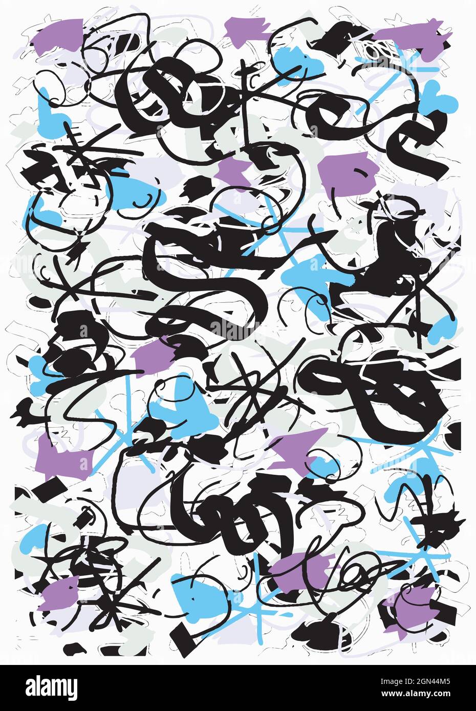 Motif pop Doodle dessiné à la main, noir et couleurs, illustration abstraite de lignes vibrantes, croquis de bloc-notes de tablette Illustration de Vecteur