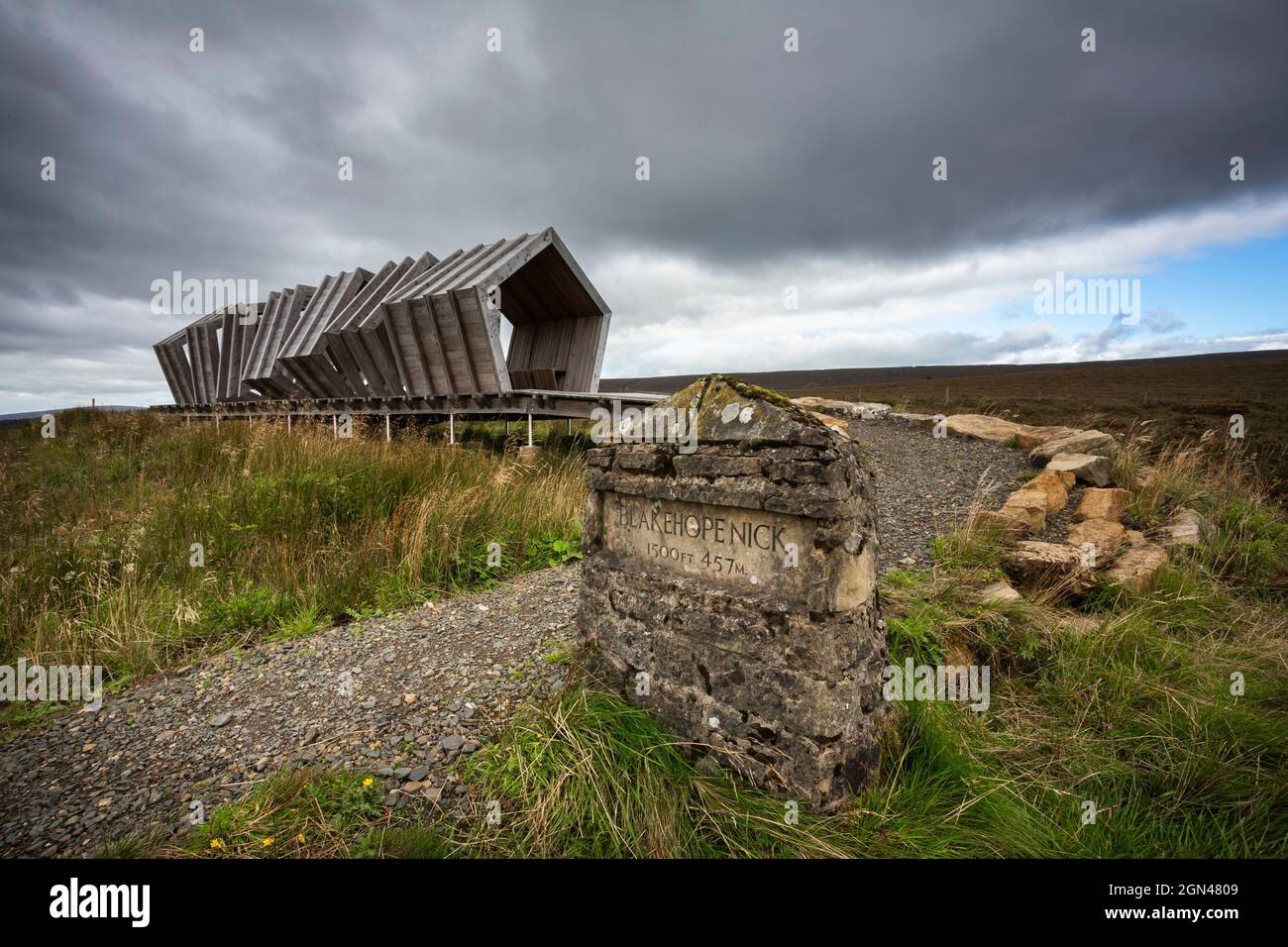 L'abri sculptural Nick, Kielder Water & Forest Park, Northumberland, Royaume-Uni Banque D'Images