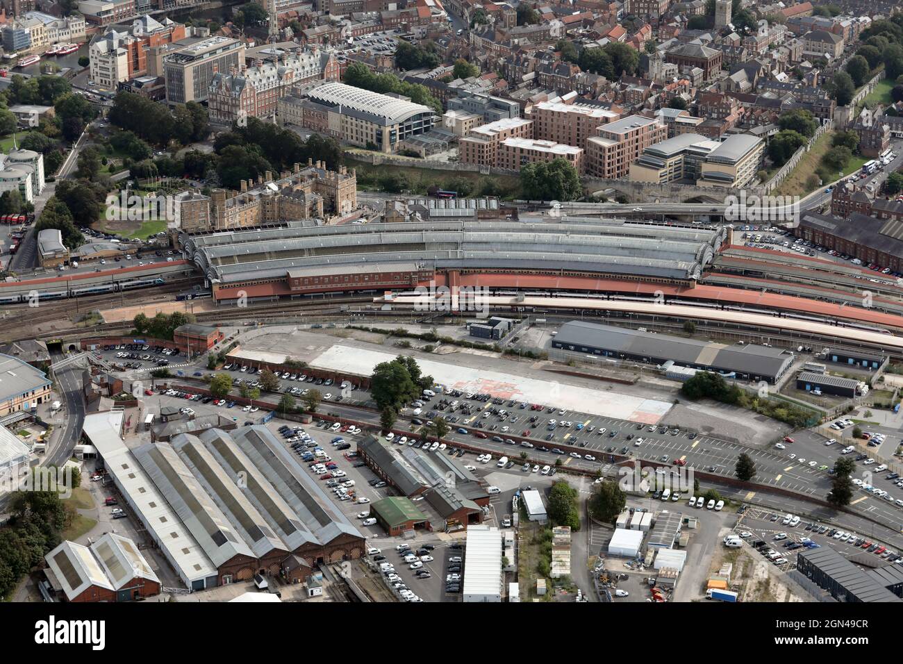 Vue aérienne de la gare de York Banque D'Images