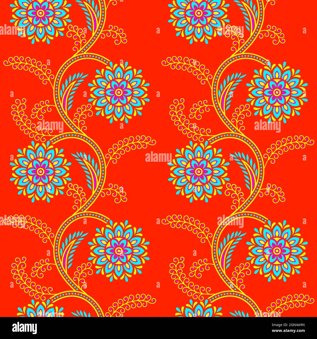 Illustration 2D d'un fond d'écran floral orange fluo Photo Stock - Alamy