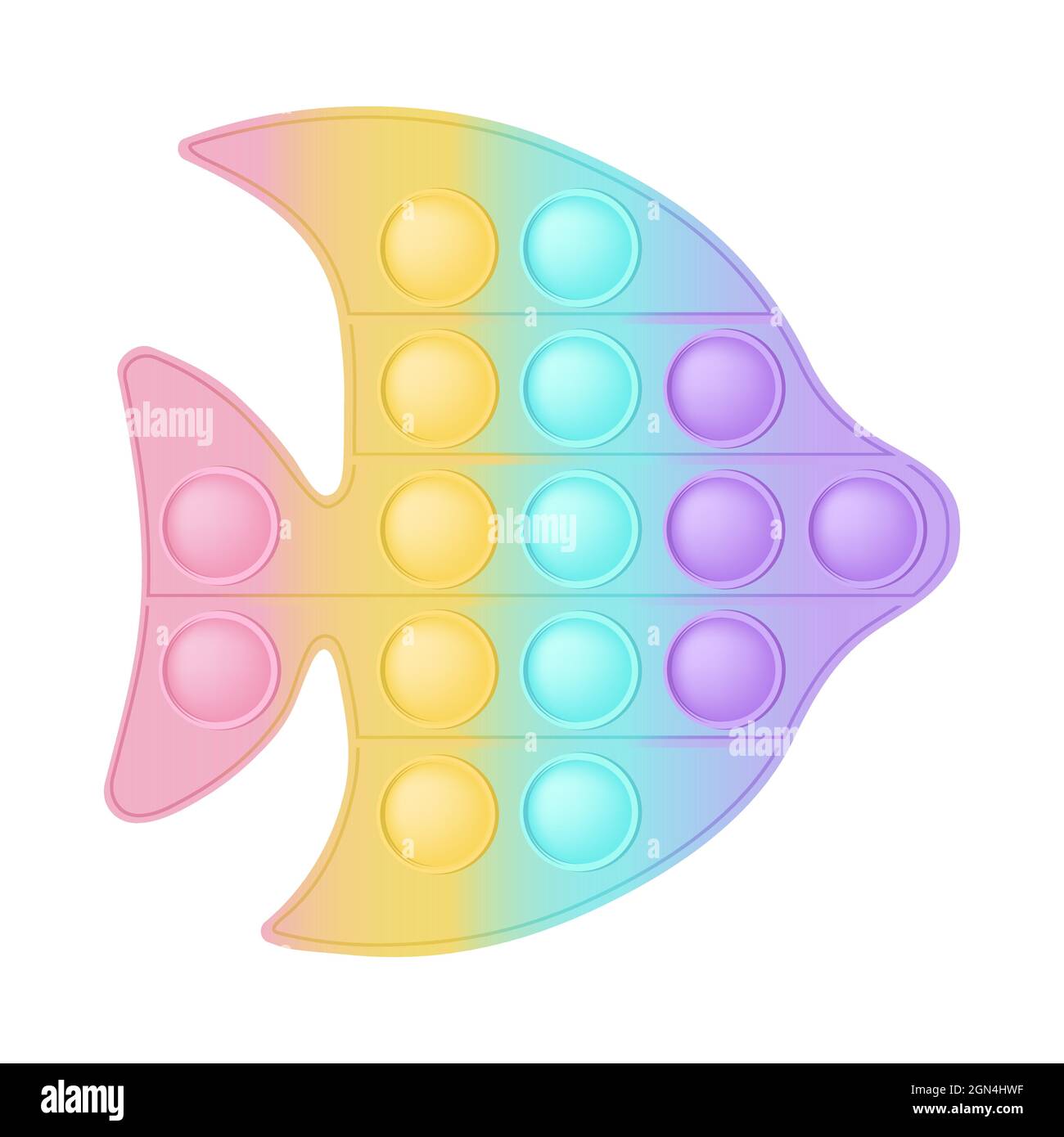 Un jouet en silicone tendance pour les violon. Jouet de poisson anti-stress addictif dans des couleurs pastel. Bulle sensorielle en développement popit pour les doigts d'enfants. VVecto Illustration de Vecteur