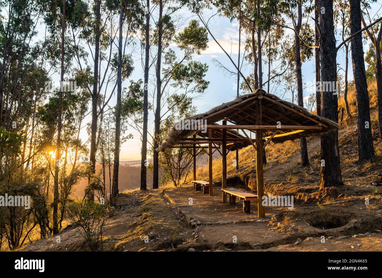 Sentier de randonnée dans les Andes près de Huancayo au Pérou Banque D'Images