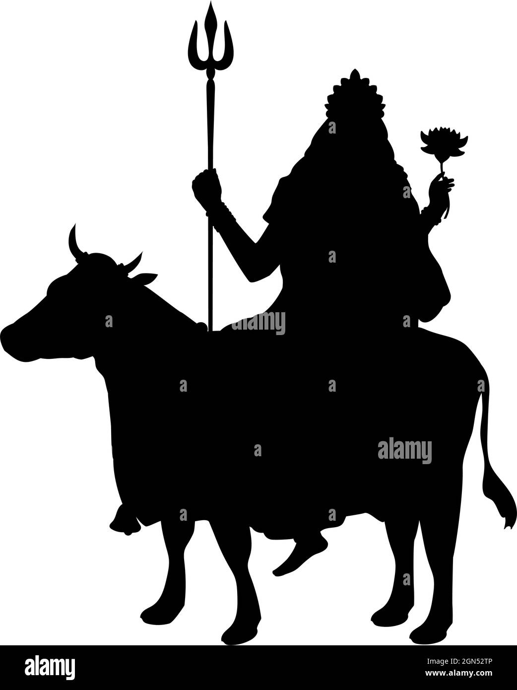 Silhouette de la déesse indienne Shailaputri. Bonne Navaratri. Vecteur d'icône d'illustration Illustration de Vecteur