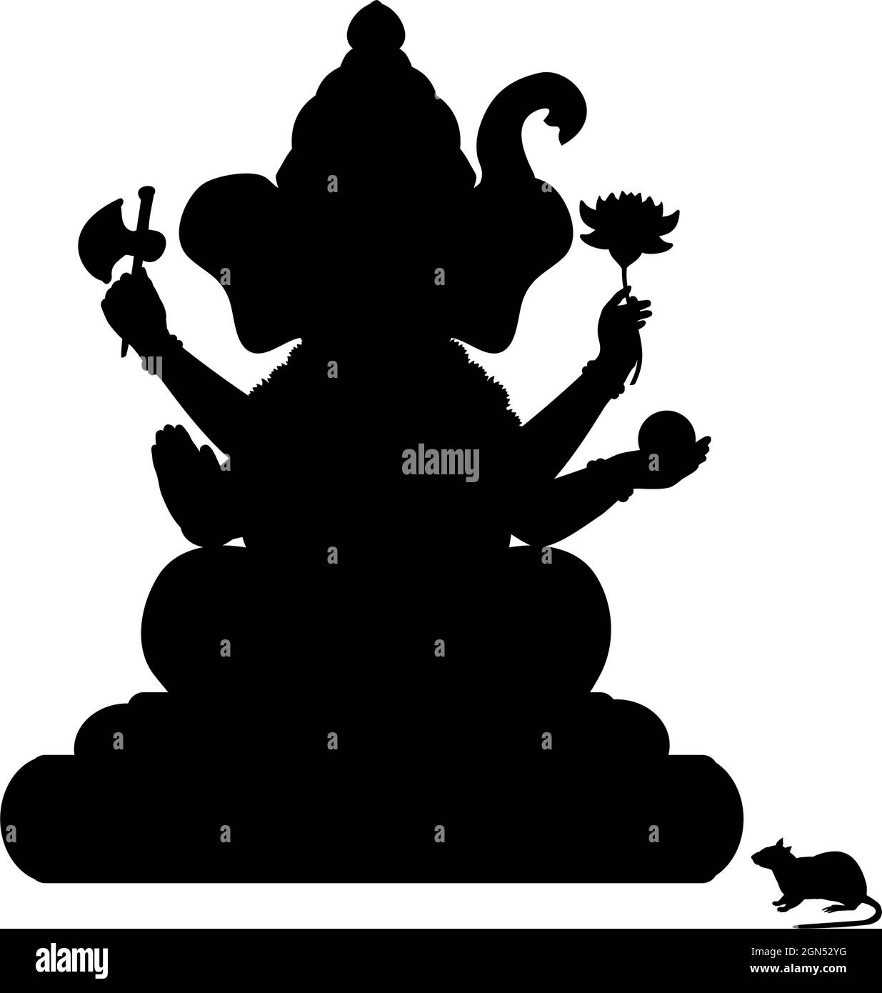 Silhouette de la déesse indienne Genesha. Bonne Genesha Chaturhti. Festival Pancha Ganapati. Icône de symbole d'illustration Illustration de Vecteur