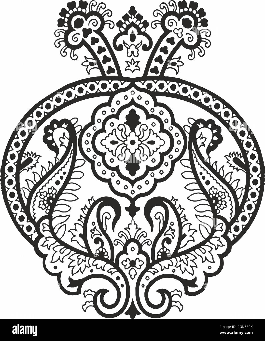 noir et blanc original dessin main art fleuri. Style traditionnel indien Banque D'Images