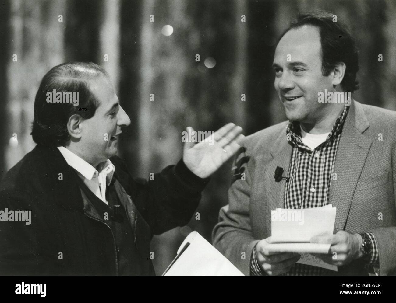 Acteur et comédien italien Carlo Verdone et présentateur de télévision  Giancarlo Magalli, années 1980 Photo Stock - Alamy