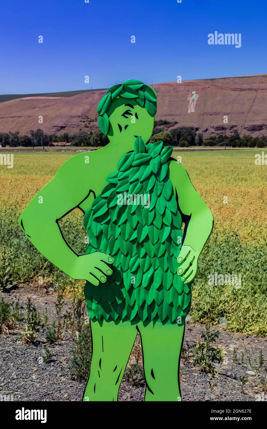 Jolly Green Giant, Ho Ho Ho Ho, se trouve sur une colline au-dessus de Dayton, État de Washington, États-Unis [aucune autorisation de propriété; licence éditoriale seulement] Banque D'Images