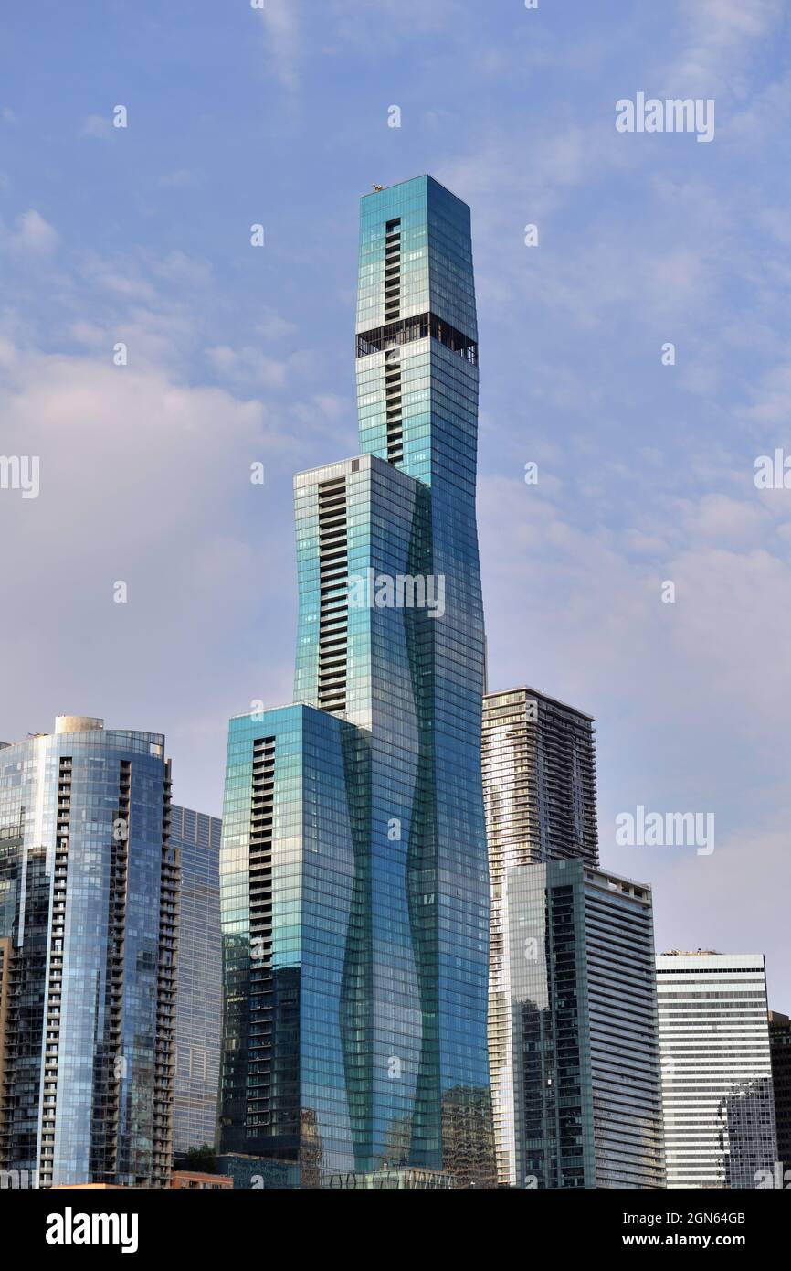 Chicago, Illinois, États-Unis. Le St. Regis Chicago, anciennement Wanda Vista Tower et également connu sous le nom de Vista Tower) s'élève à 101 étages. Banque D'Images