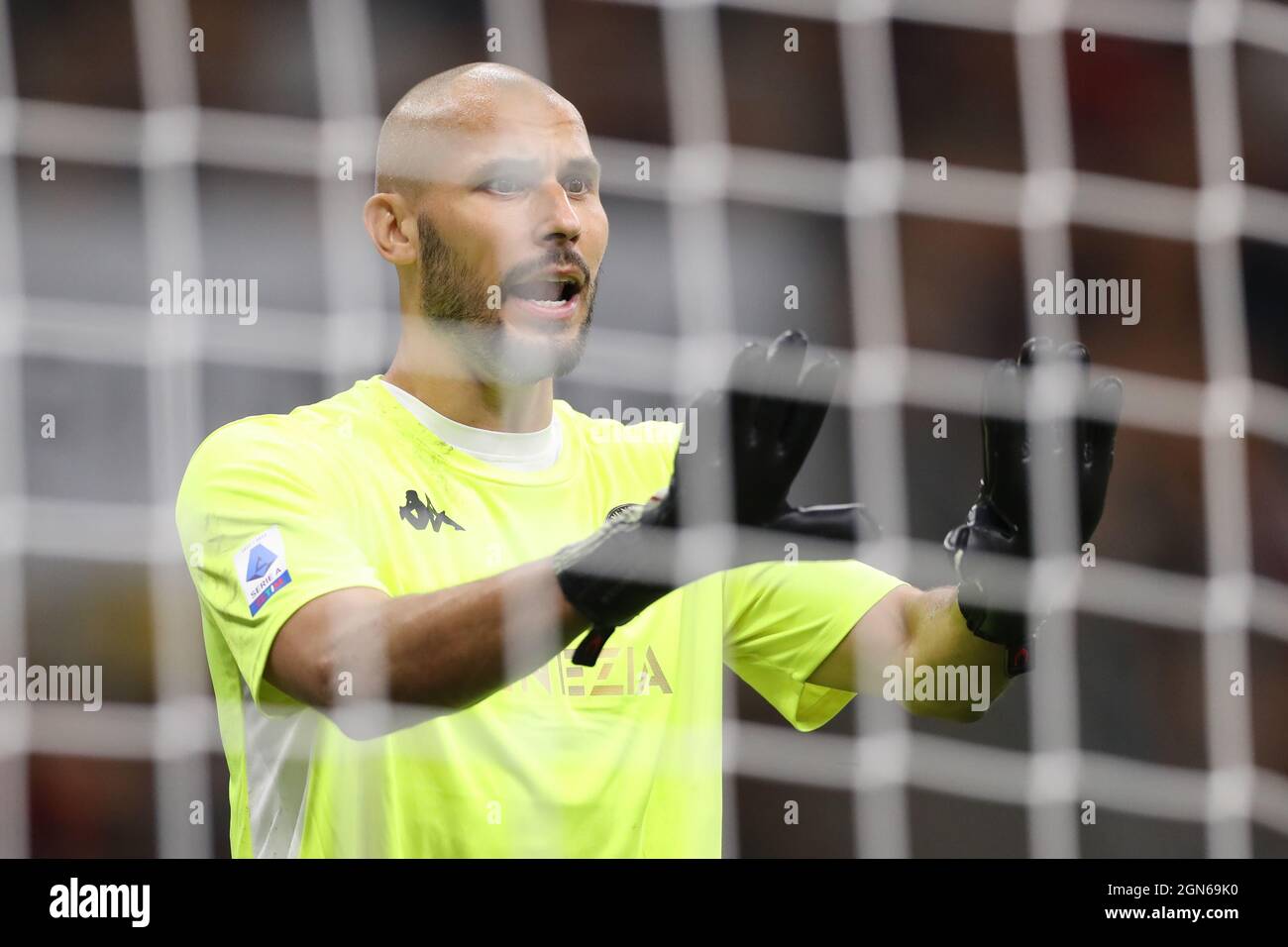 Milan, Italie, 22 septembre 2021. Niki Maenpaa de Venezia FC réagit pendant le match de la série A à Giuseppe Meazza, Milan. Crédit photo à lire: Jonathan Moscrop / Sportimage crédit: Sportimage / Alay Live News Banque D'Images