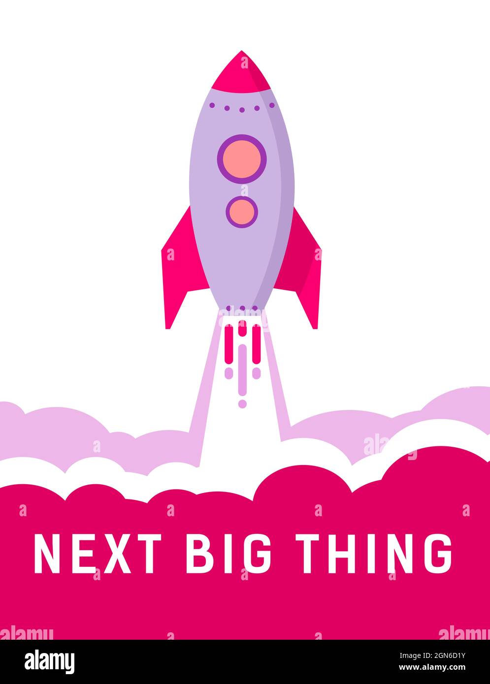 La prochaine grande chose est un message sur fond de décollage de fusée. Illustration de Vecteur
