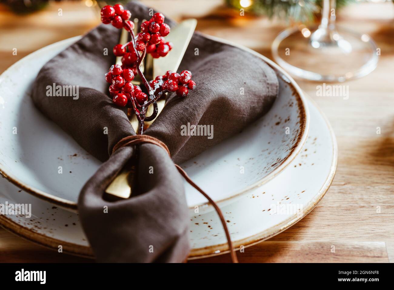 Table festive pour le nouvel an ou l'événement de Noël Banque D'Images