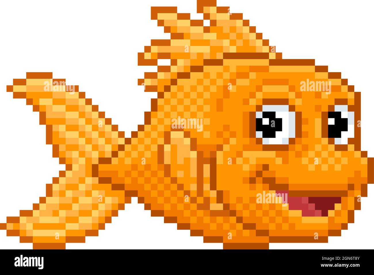 Motif animal 8 bits Pixel Art de poisson doré Illustration de Vecteur
