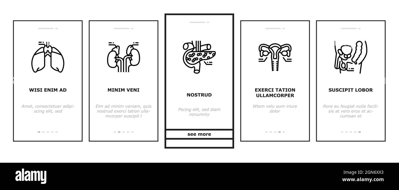 Endocrinologie maladie médicale Onboarding Icons Set Vector Illustration de Vecteur