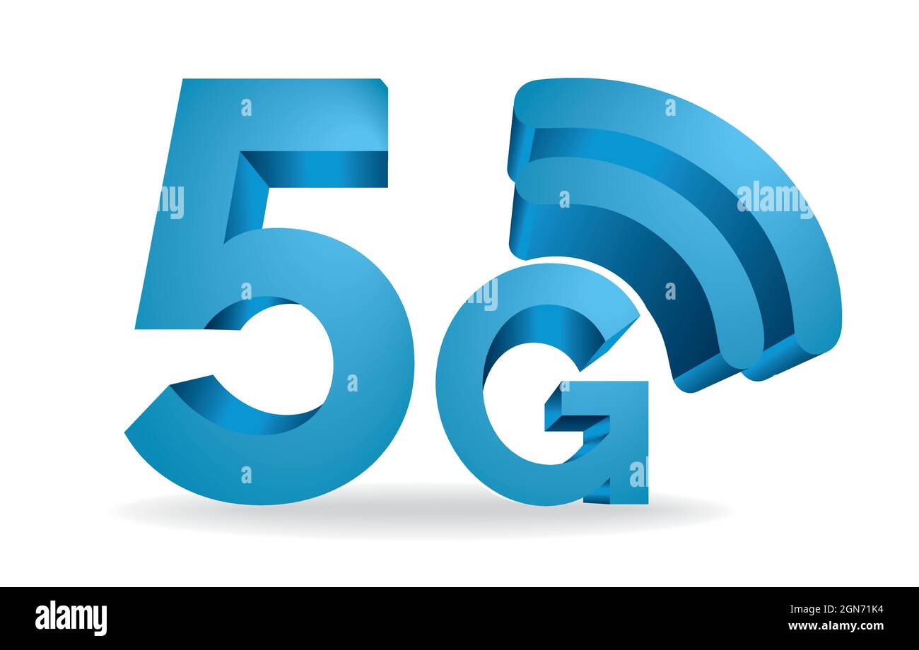 Symbole 5G en bleu, isolé sur fond blanc. Illustration vectorielle. EPS10. Illustration de Vecteur