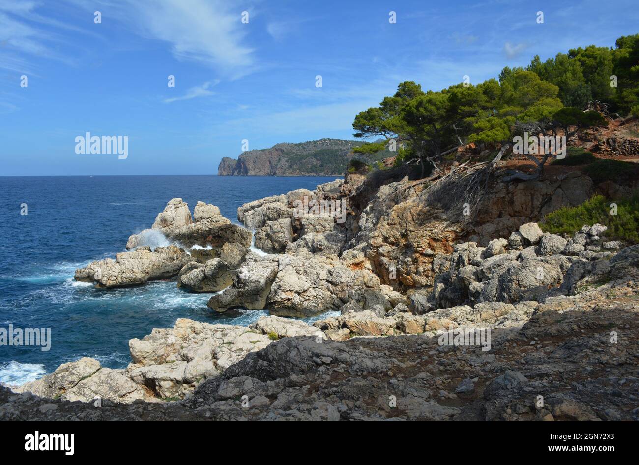 Côte près de Lluc Alcari - le plus petit village de Majorque, entre Deia et Sóller dans les montagnes Tramuntana Banque D'Images