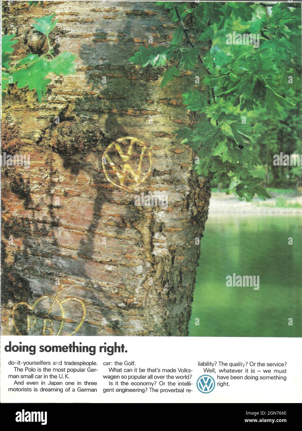 Publicité vintage de Volkswagen VW voiture allemande ancienne voiture années 1970 Banque D'Images