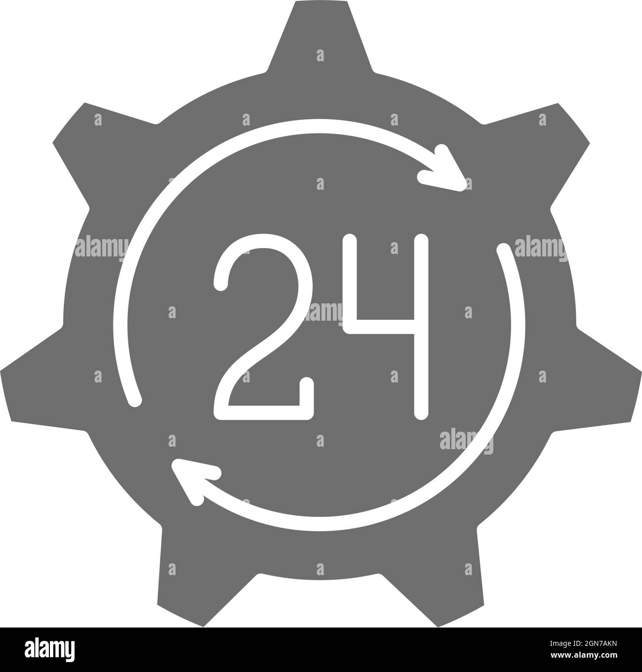service technique 24 heures sur 24, durée de l'assistance, icône grise. Illustration de Vecteur
