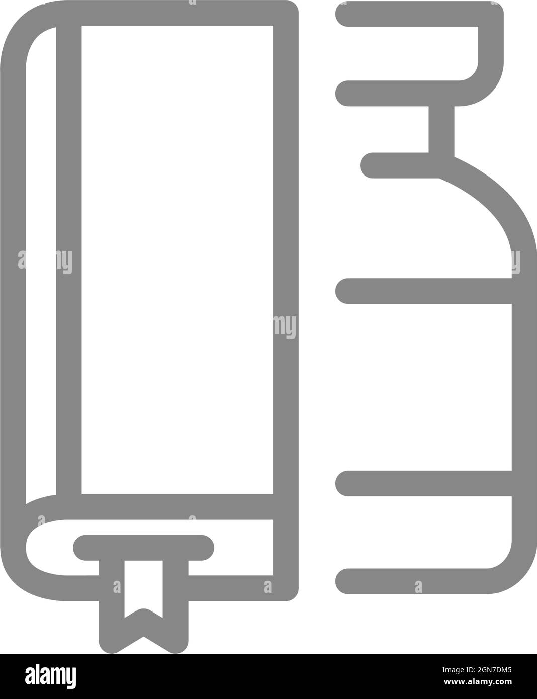 Icône d'ampoule médicale et de livre. Informations sur la vaccination, symbole d'informations sur le sérum Illustration de Vecteur