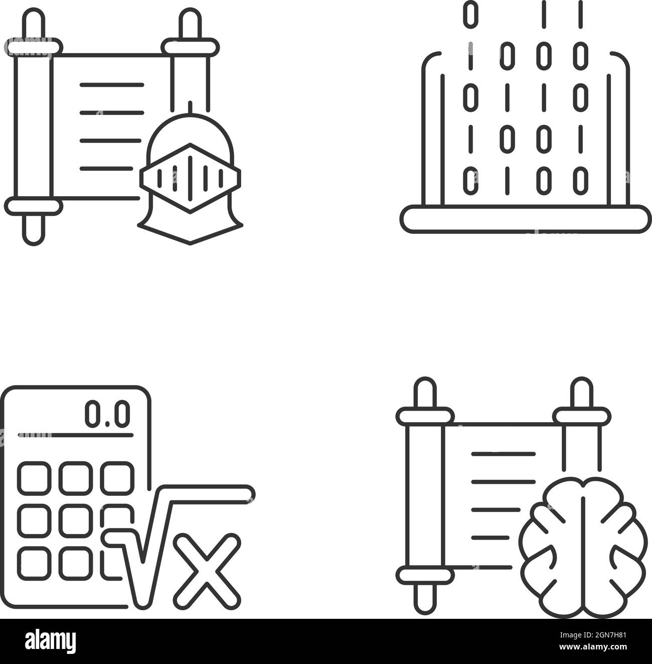Ensemble d'icônes linéaires humanités et sujets appliqués Illustration de Vecteur