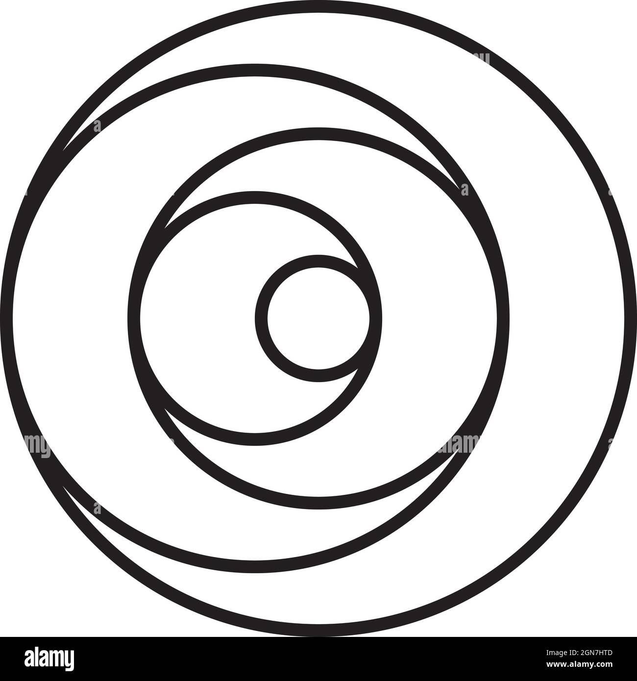 Intersection de la trajectoire cercles jeu illusion résumé fond noir sur transparent Illustration de Vecteur
