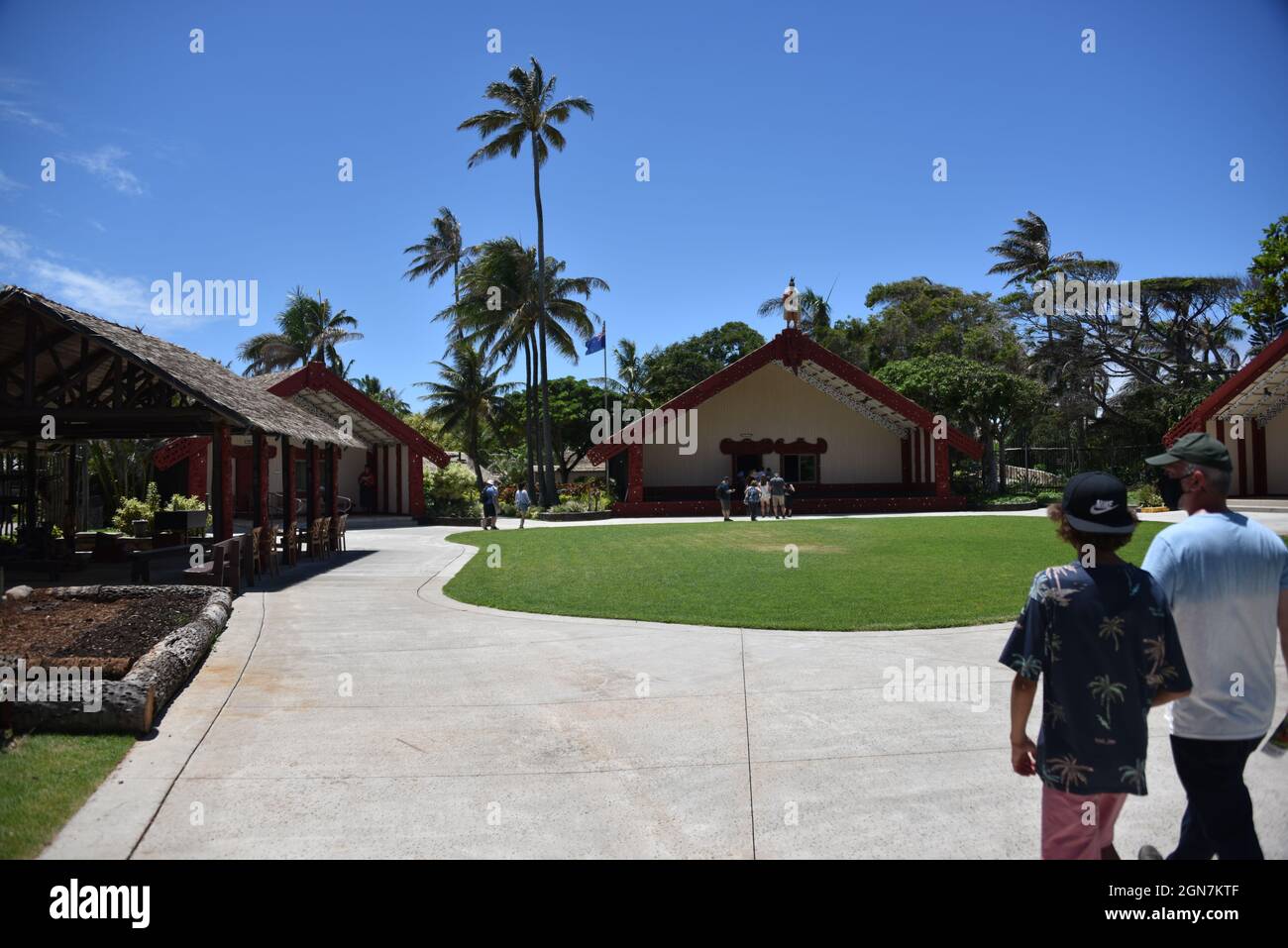 Oahu HI États-Unis 6/3-4/2021. Centre culturel polynésien. Ouvert le 10/12/1963. Îles polynésiennes : Samoa, Aotearoa, Fidji, Hawaï, Tahiti et Tonga. Magasins Banque D'Images