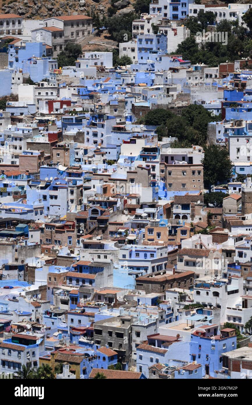 Vue sur la montagne de Chefchaouen, perle bleue Banque D'Images