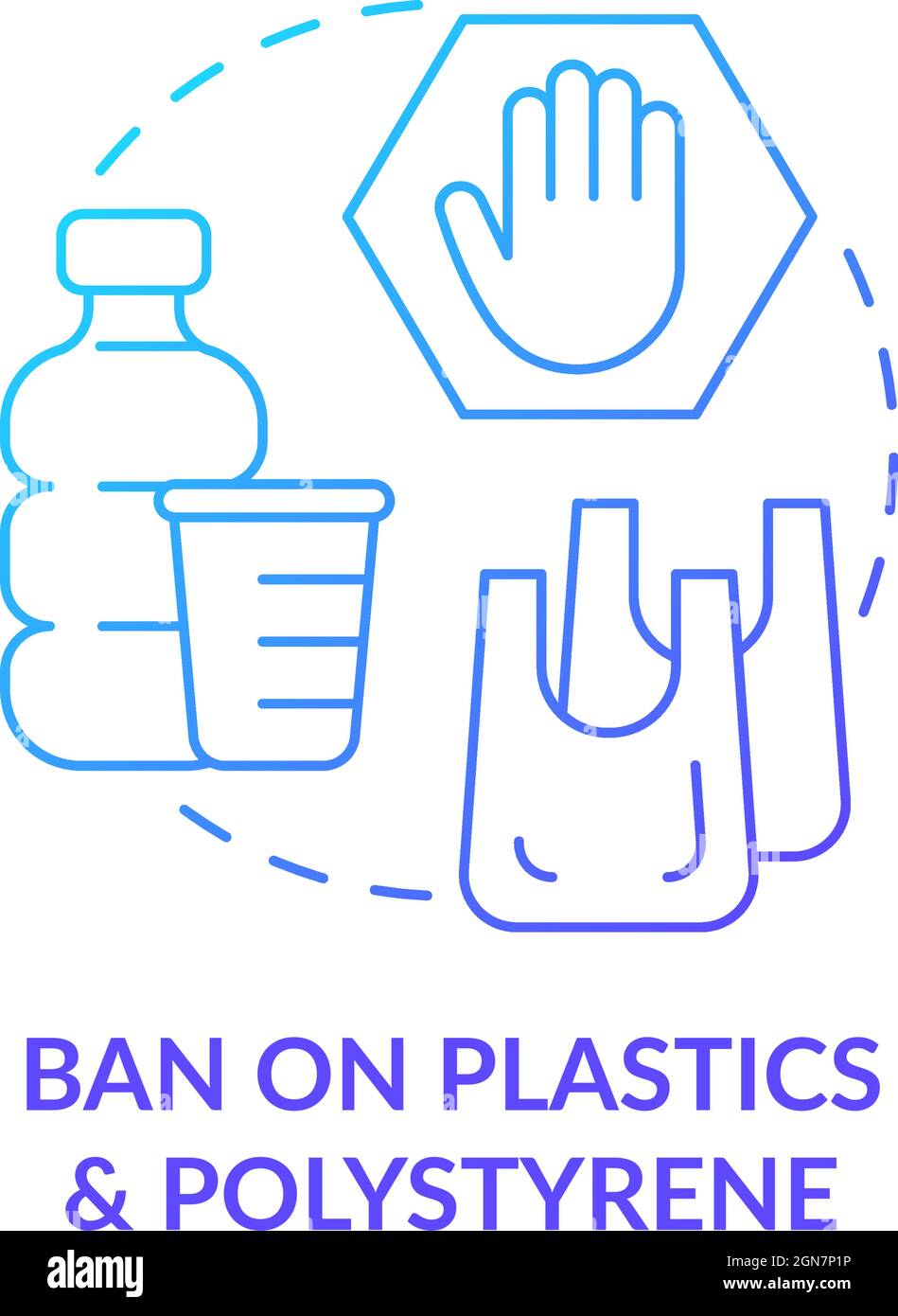 Icône de concept de l'interdiction des plastiques et des matériaux en polystyrène Illustration de Vecteur