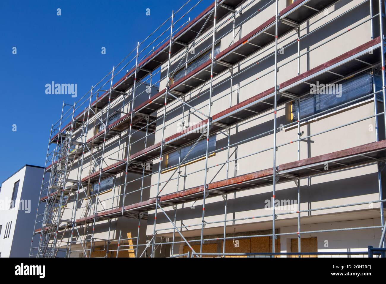 Nouvelle construction avec plâtre de base fini Banque D'Images