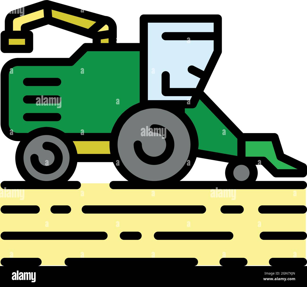 Icône de la récolteuse. Contour de l'icône de vecteur de la récolteuse couleur plate isolée Illustration de Vecteur