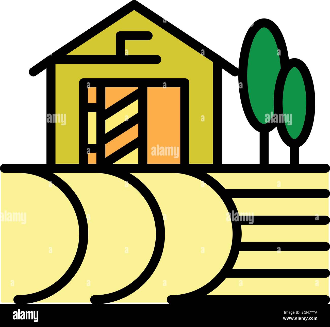 Icône de ferme. Contour ferme barge vecteur icône couleur plat isolé Illustration de Vecteur