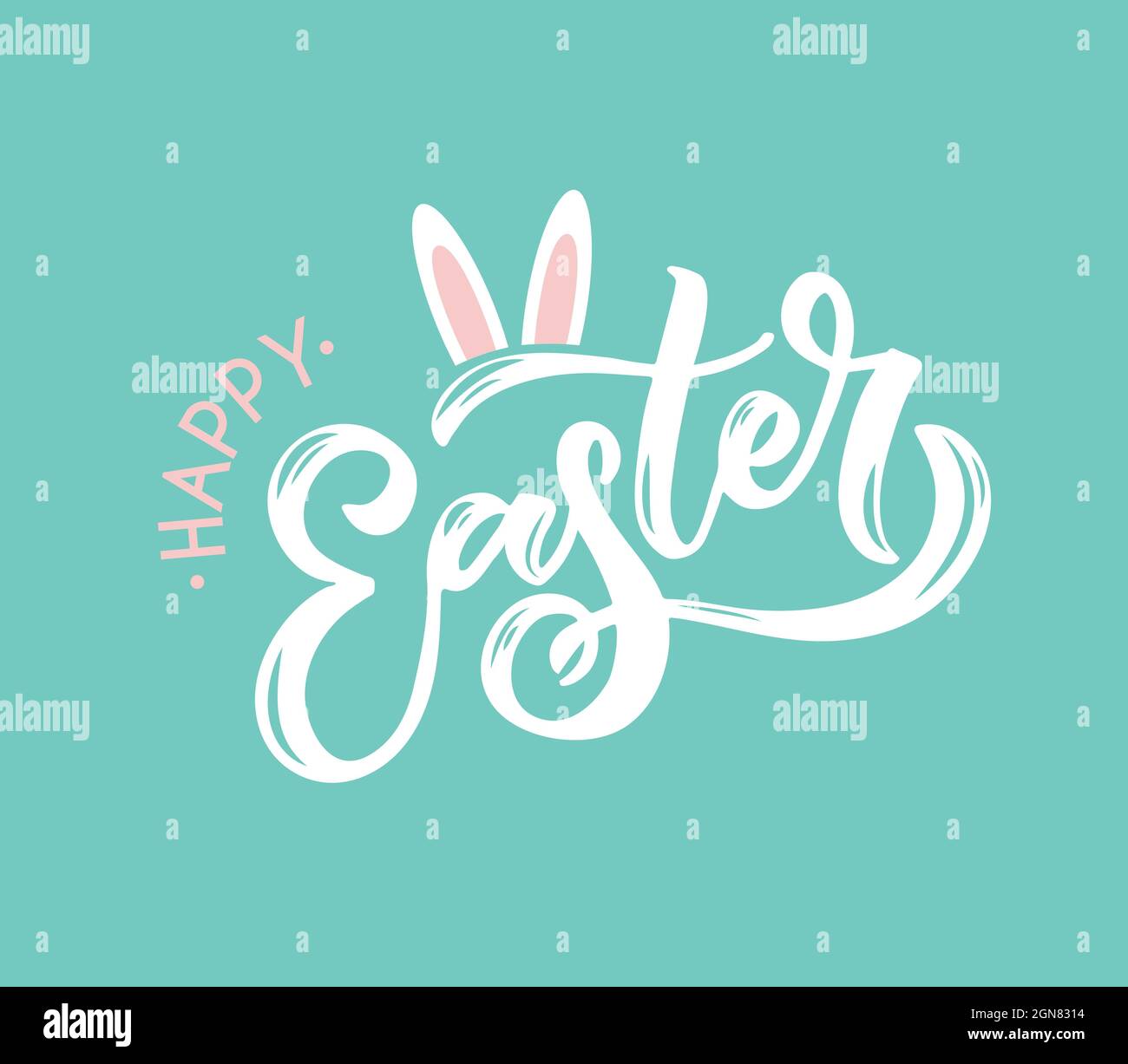A la main esquissé le texte de Pâques heureux comme logotype, badge et icône. Carte postale de Pâques, carte, invitation, circulaire, modèle de bannière. Typographie lettrage Pâques Illustration de Vecteur